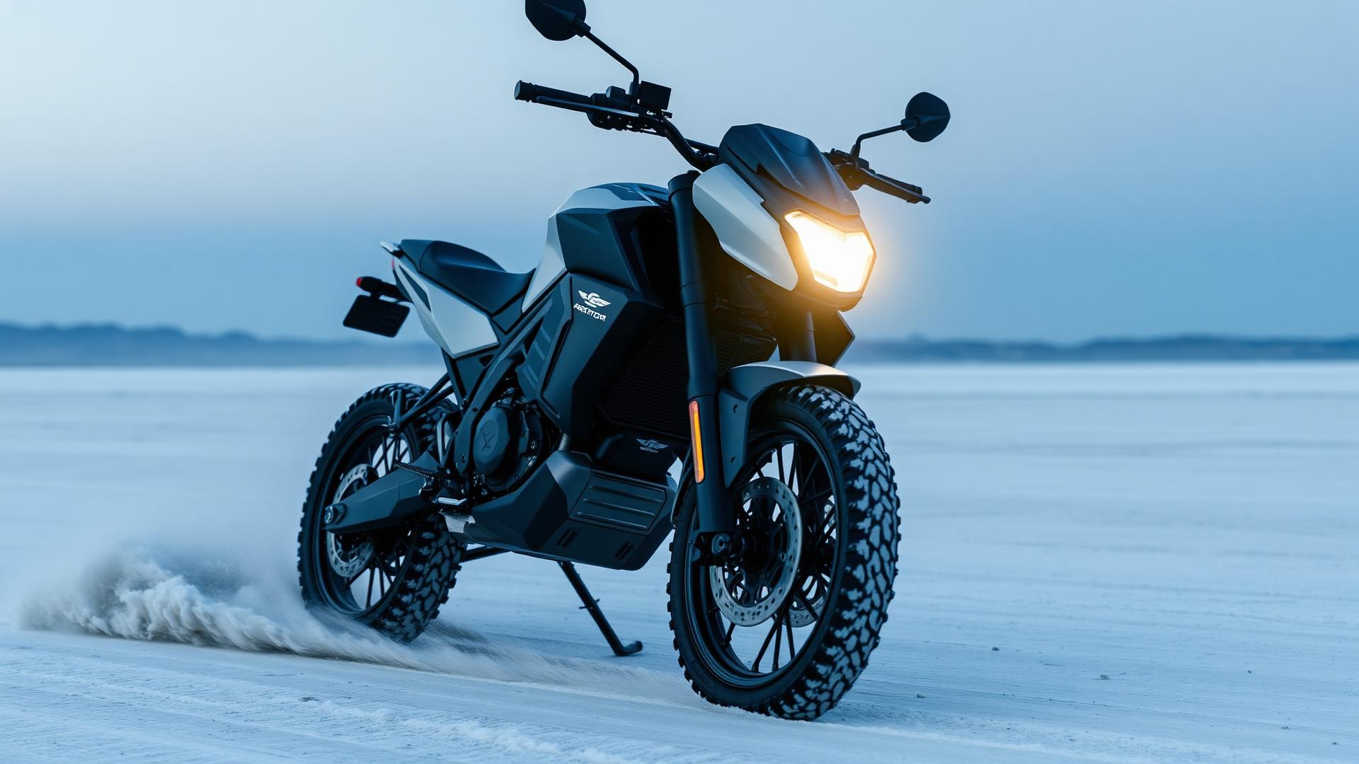Electric motorcycle above the clouds
